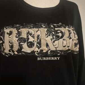 Burberry BRIT Black and Gold Embellished Logo XXL Long Sleeve Tee